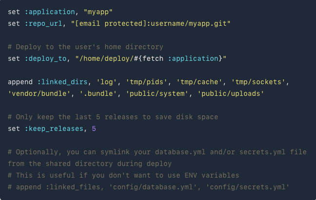 Figure 34: deploy settings