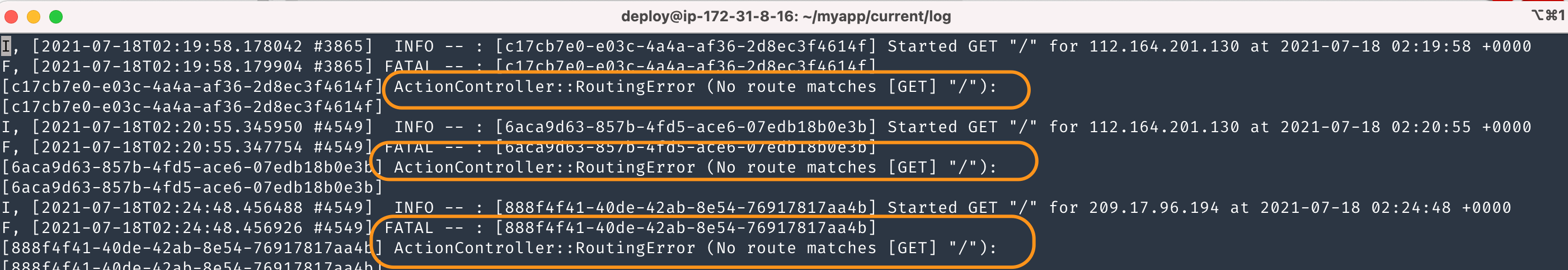 Figure 61: routing error
